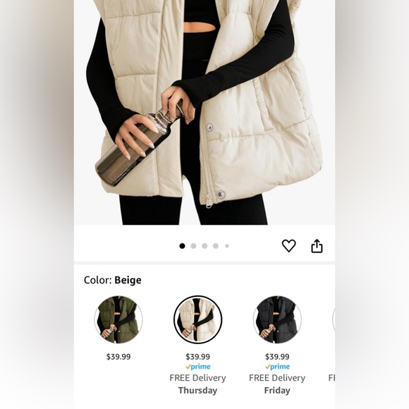 Oversized puffer vest🤍 - Picture 2 of 2